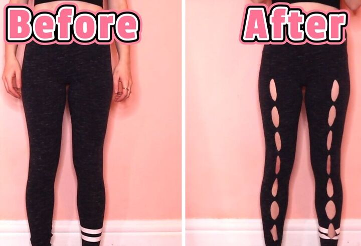 how to diy awesome cut out leggings or tights, Vertical slit cut out leggings