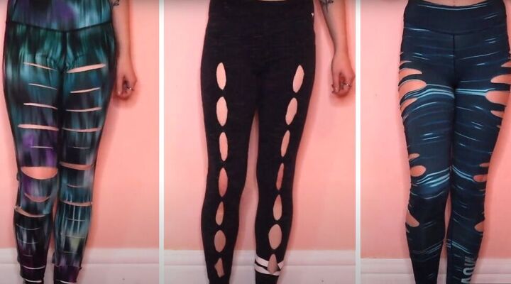 how to diy awesome cut out leggings or tights, DIY cut out tights