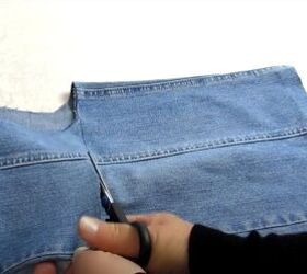 how to diy a small denim purse from old jeans, Cutting old jeans