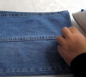 how to diy a small denim purse from old jeans, Pressing denim flat