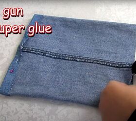 how to diy a small denim purse from old jeans, Gluing