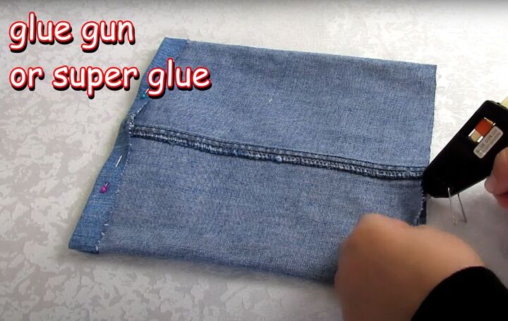 how to diy a small denim purse from old jeans, Gluing