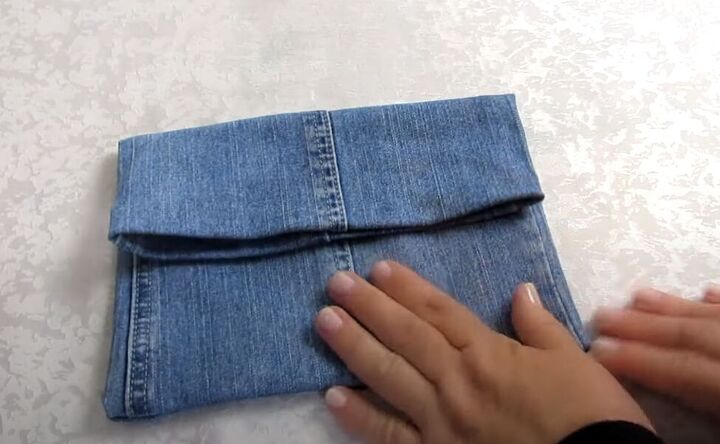 how to diy a small denim purse from old jeans, Making flap