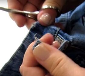 how to diy a small denim purse from old jeans, Removing belt loop
