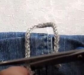 how to diy a small denim purse from old jeans, Trimming excess cord