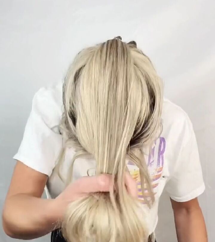 easy step by step for pull through braid, Tying ponytail
