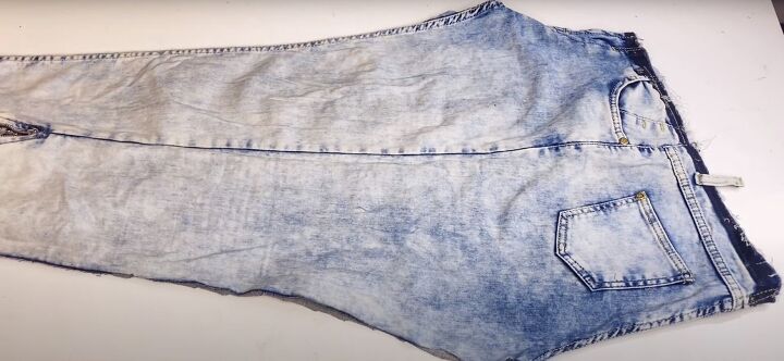 how to diy a cute denim patch mini skirt from jeans, Preparing jeans
