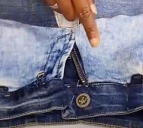 how to diy a cute denim patch mini skirt from jeans, Attaching waistband