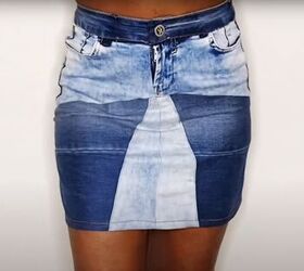 How to DIY a Cute Denim Patch Mini Skirt From Jeans
