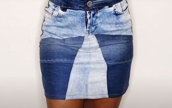 How to DIY a Cute Denim Patch Mini Skirt From Jeans