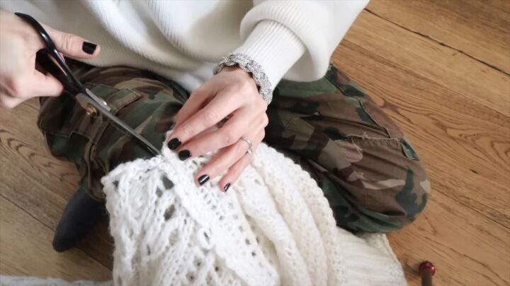 alexander wang dupe how to diy a cute safety pin sweater, Removing sleeves