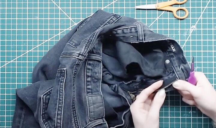 how to fix a broken zipper on jeans with an easy button fly, Removing the old zipper