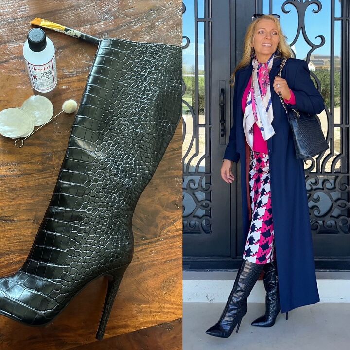 diy painted boots and upstyling a basic pink and navy outfit