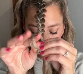 easy faux dutch braid tutorial, Threading ponytail