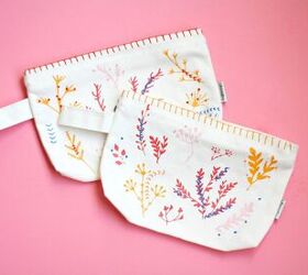 diy floral stitched pouches