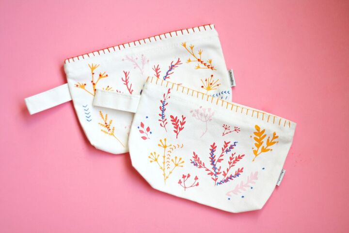 diy floral stitched pouches