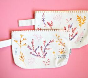DIY Floral Stitched Pouches