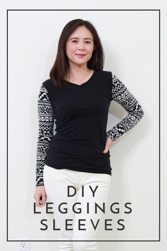 how to upcycle old leggings and a t shirt into a cute new top