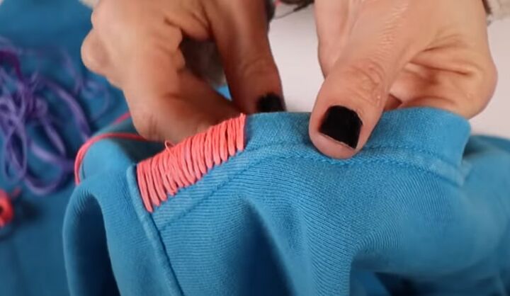 how to diy a cute embroidered hoodie for spring, Satin stitch edging