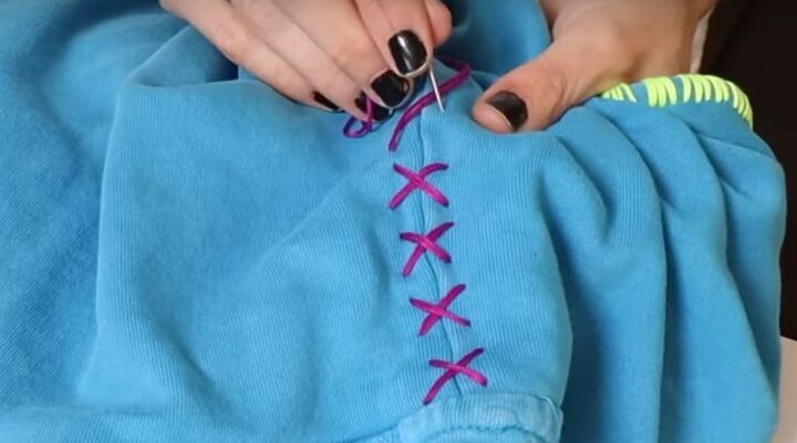 how to diy a cute embroidered hoodie for spring, Cross stitching