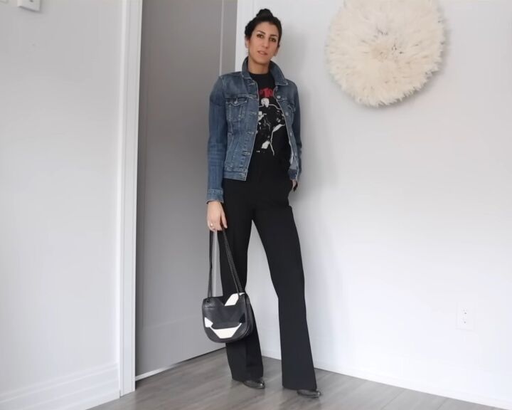 how to shop your closet 19 ways to style black pants, Rock n roll style