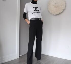 how to shop your closet 19 ways to style black pants, Black and white contrast