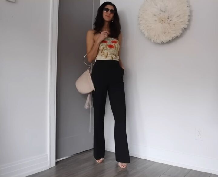 how to shop your closet 19 ways to style black pants, Romance inspired