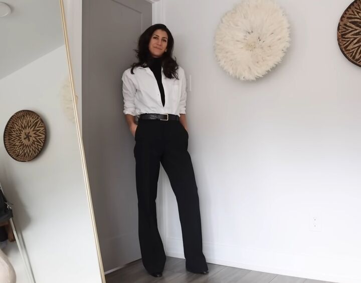 how to shop your closet 19 ways to style black pants, Minimal chic