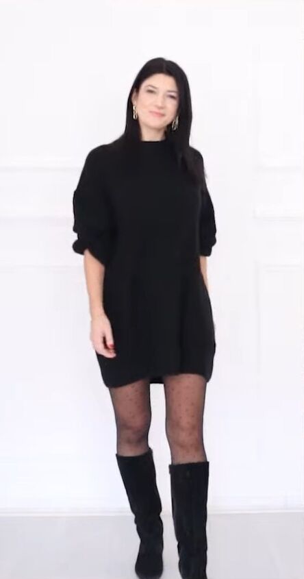 9 cute ways to style a black sweater dress, Color change