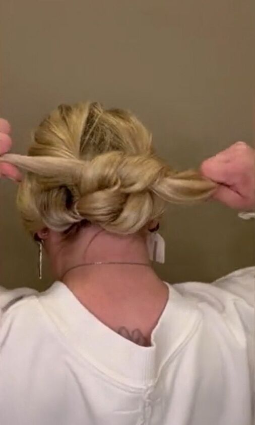 easy up do to pick up all your long hair, Tying together