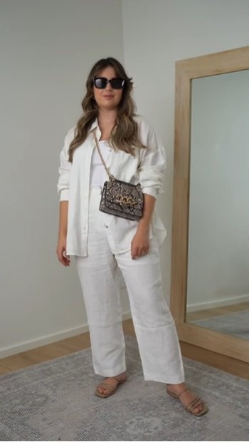 how to style a white linen shirt, All white