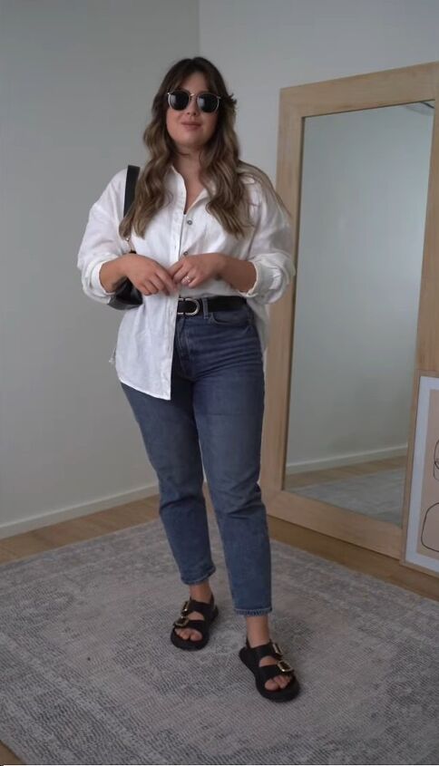 how to style a white linen shirt, Half tuck