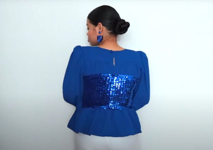 how to upcycle a dress into a cute peplum top, DIY blue peplum top