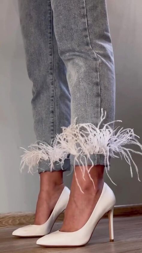grab some feathers and upgrade your entire look, Feather jeans