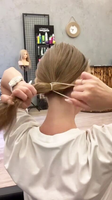 how to braid in extra hair, Tying ponytail
