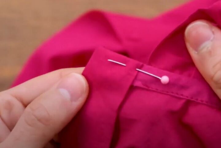 how to diy a cute high collar ruffle blouse, Button plackets