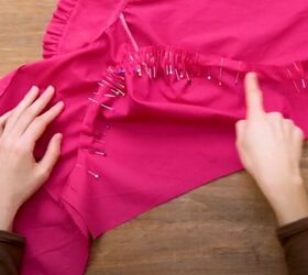 how to diy a cute high collar ruffle blouse, Inserting the sleeves