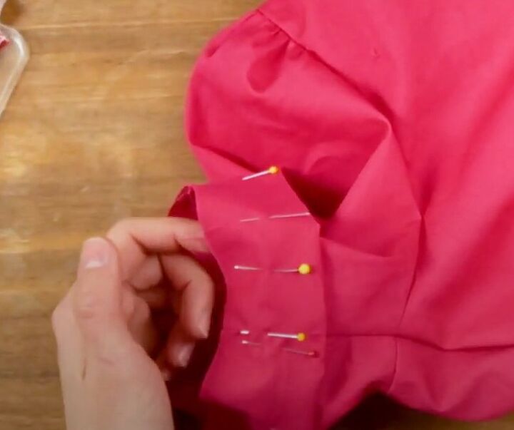 how to diy a cute high collar ruffle blouse, Adding cuffs