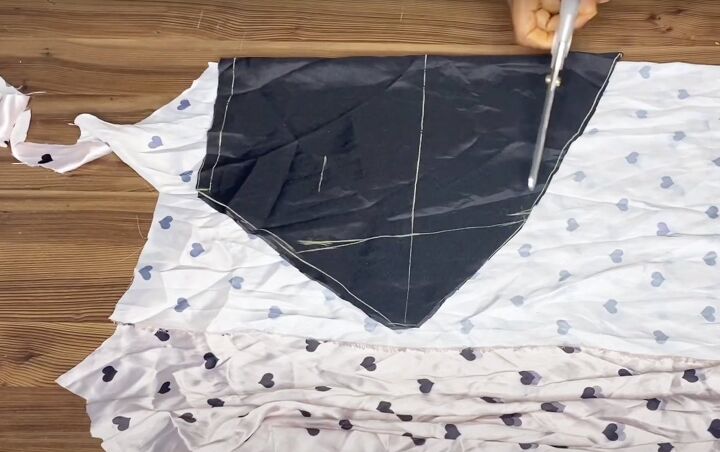 how to diy a sexy satin handkerchief top, Cutting fabric