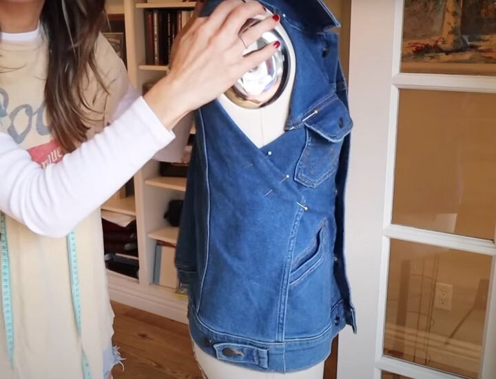 how to diy a sexy denim tank, Fitting tank top