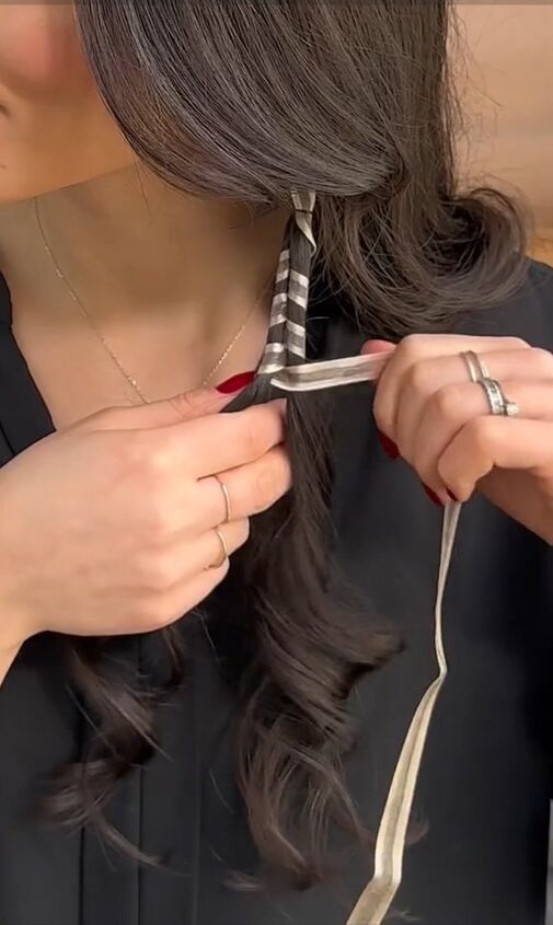 add ribbon to your hair to create this unique look, Threading ribbon