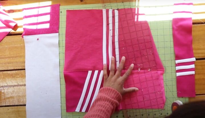 how to diy a cute adidas dupe jacket and skirt set, Making skirt pieces