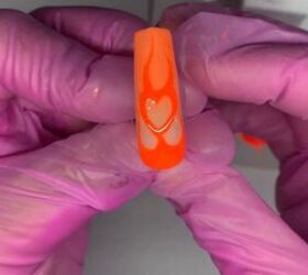 how to diy cute spring summer orange nails, Adding heart