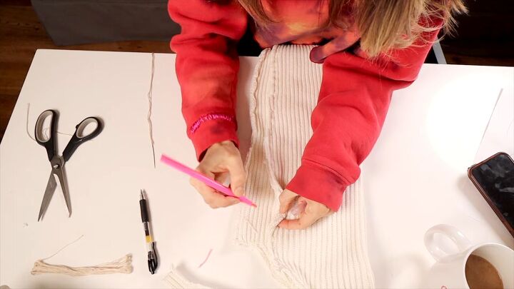 how to diy super cute prada dupe leg warmers, Marking fabric