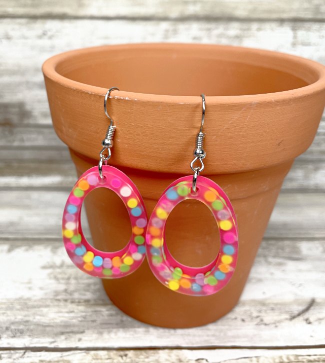 liquid polymer clay earrings with sprinkles