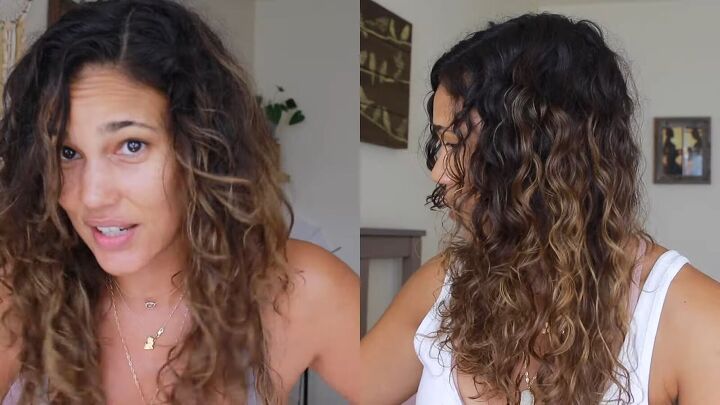 how to diy an easy protein treatment for curly hair, Before and after DIY protein treatment for hair