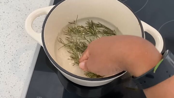 easy rosemary water recipe for impressive hair growth, Adding rosemary to water
