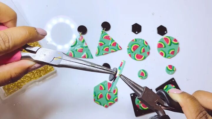 how to diy cute and fun watermelon earrings, Attaching jump rings