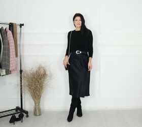 6 ways to style a sleek black party dress, Sweater