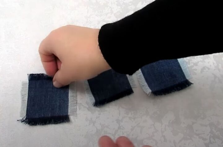 how to diy a cute denim sling bag, Making decorative squares